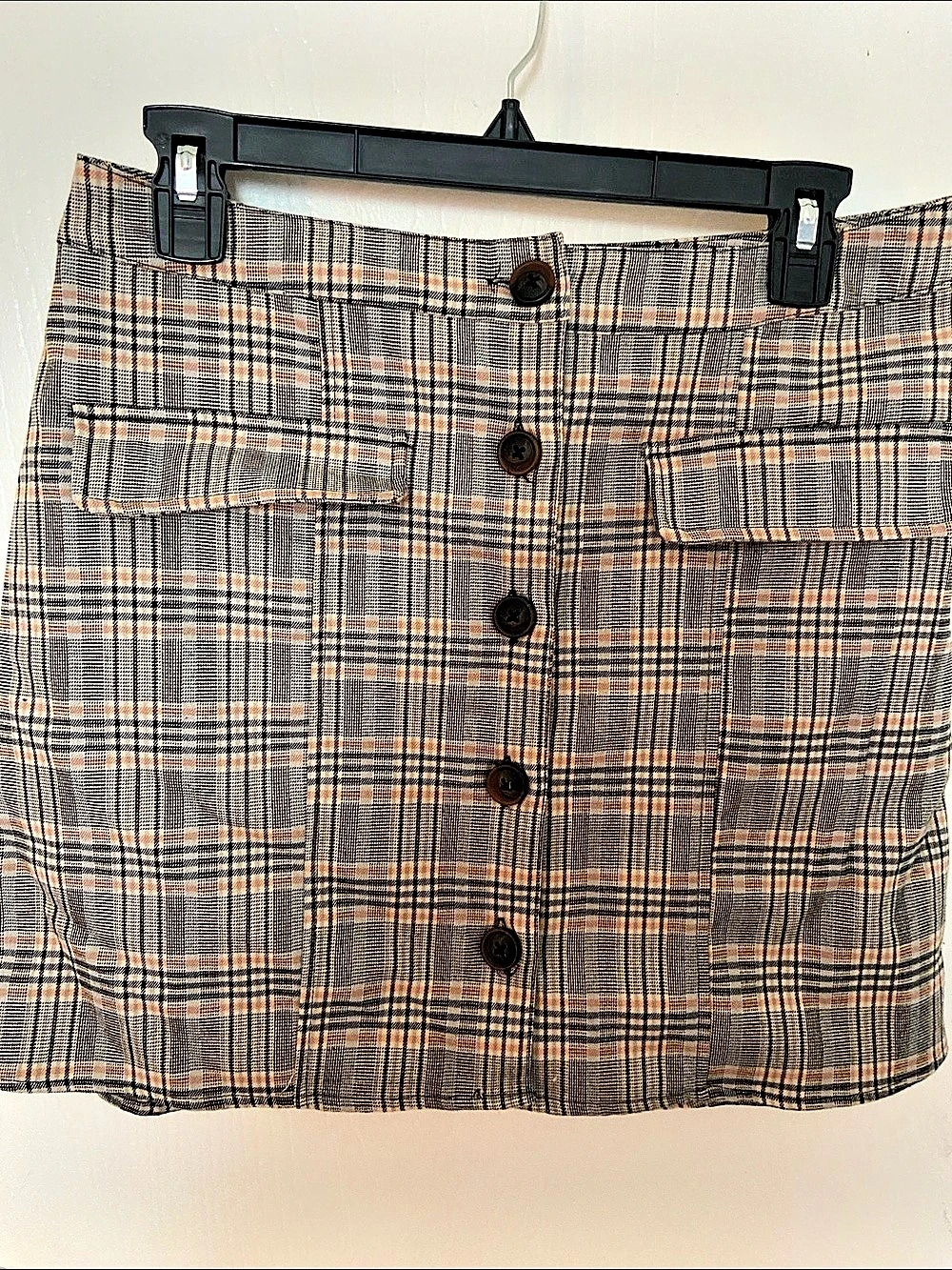 Urban Outfitters Plaid Button-Front Mini Skirt Brown & Black Medium